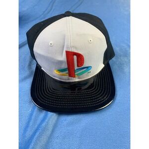 Playstation Logo Snapback Hat Black White Adjustable OSFM